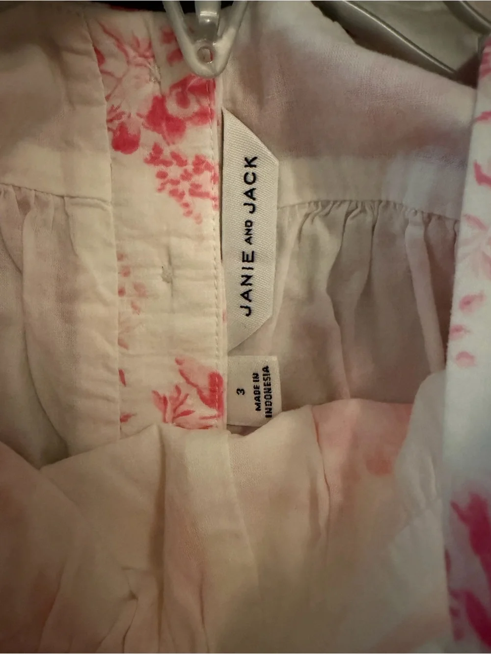 Janie and Jack Cream Jumpsuit with Pink Floral Print